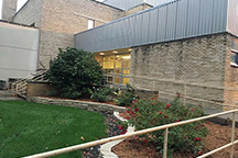 Exterior of Peace Memorial Auditorium on the day of it's rededication, October 7, 2018. Image courtesy of Julee Thomas.