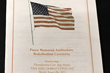 Cover of rededication program. Image courtesy of Julee Thomas.