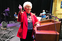 Randi Dale speaking at dedication. Image courtesy of Julee Thomas.