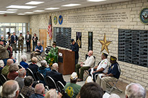 Jim Sharp speaks during dedication. Image courtesy of Tom Parish.