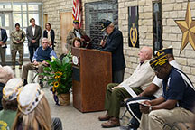Jim Sharp speaks during dedication. Image courtesy of Tom Parish.