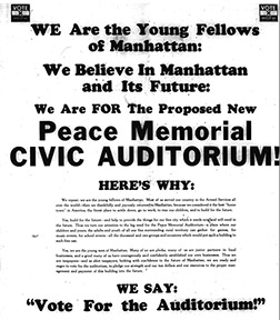 Voters went to the ballot box to support
the construction of Peace Memorial Auditorium.