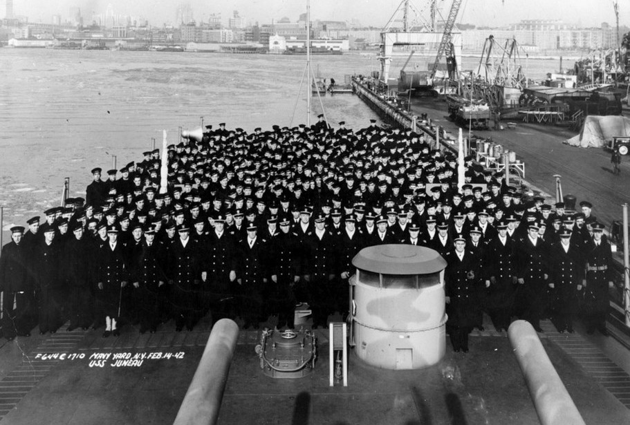 The crew of the USS Juneau February 14, 1942.