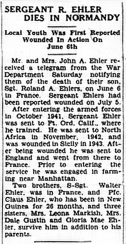 Roland Ehlers' Obituary.